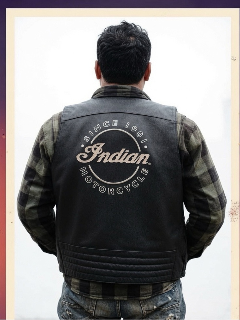 Indian Motorcycle Men’s Black Leather Vest - Classic Logo - Picture 3 of 13
